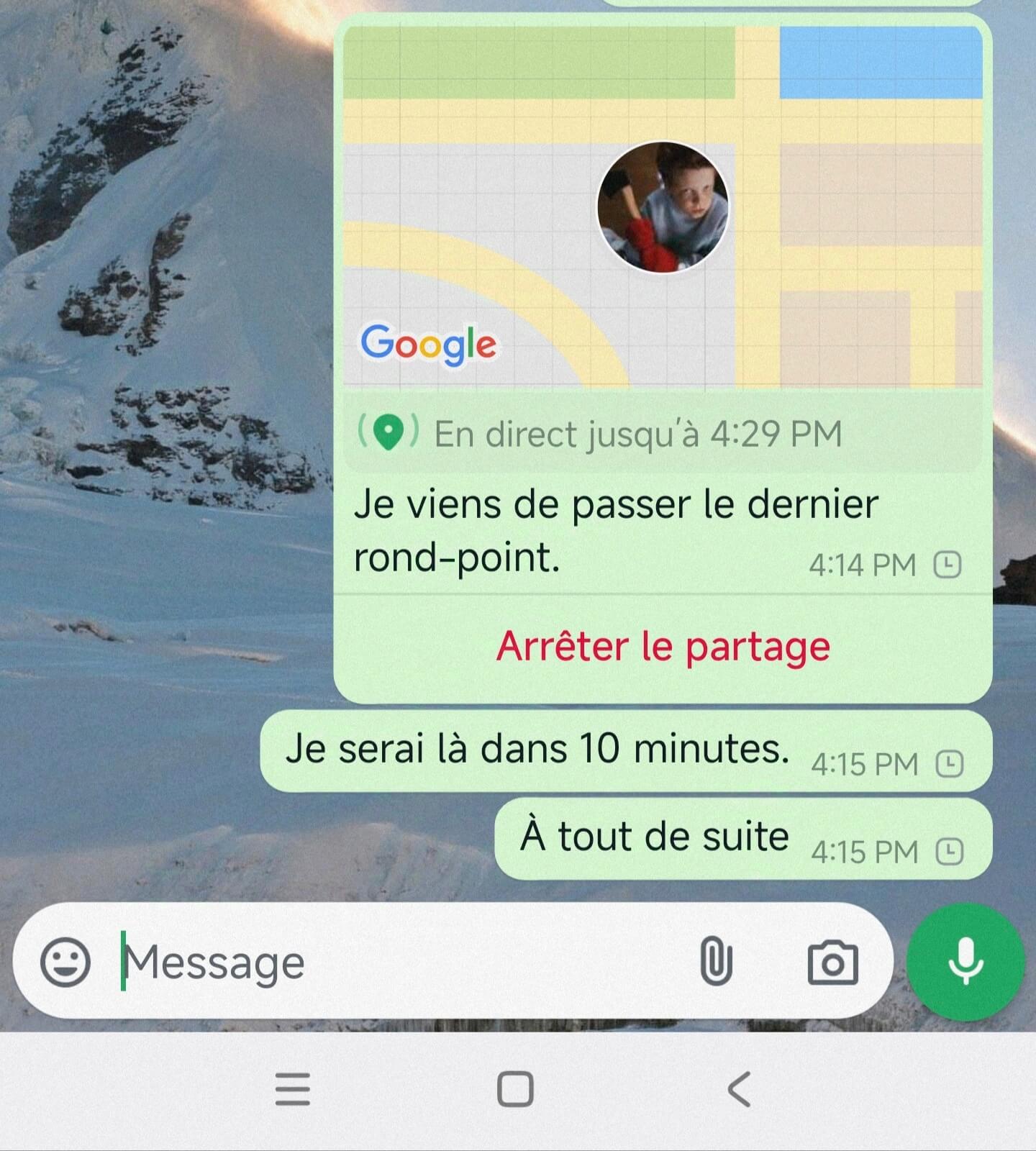 Arrêter partage de localisation en direct WhatsApp