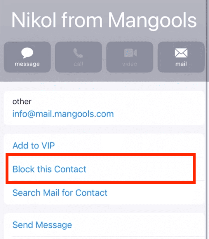 block this contact