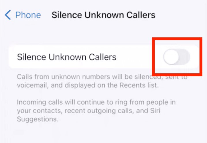 enable silence unknown callers