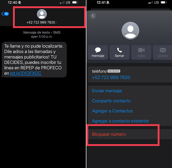 bloquear número en iphone