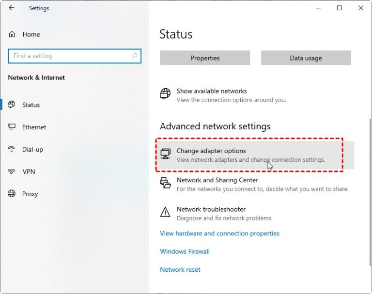 change adapter options