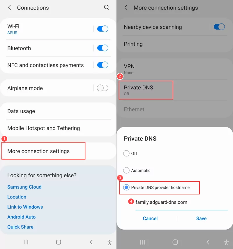 change DNS settings on Android