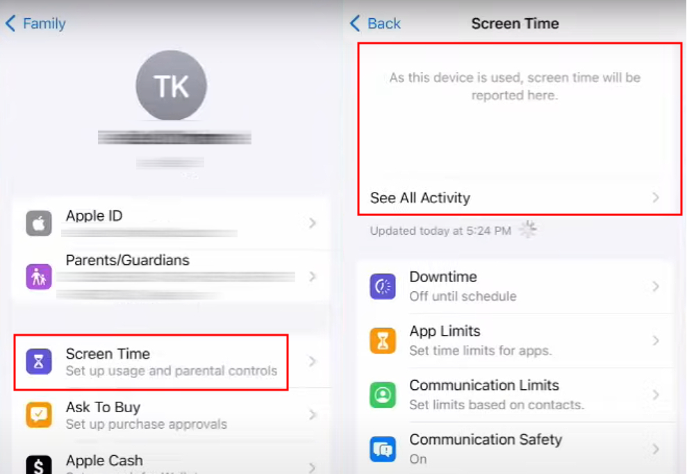 check child screen time iPhone