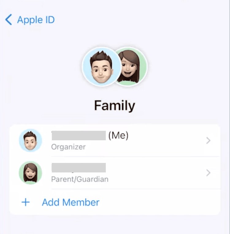 family sharing settings