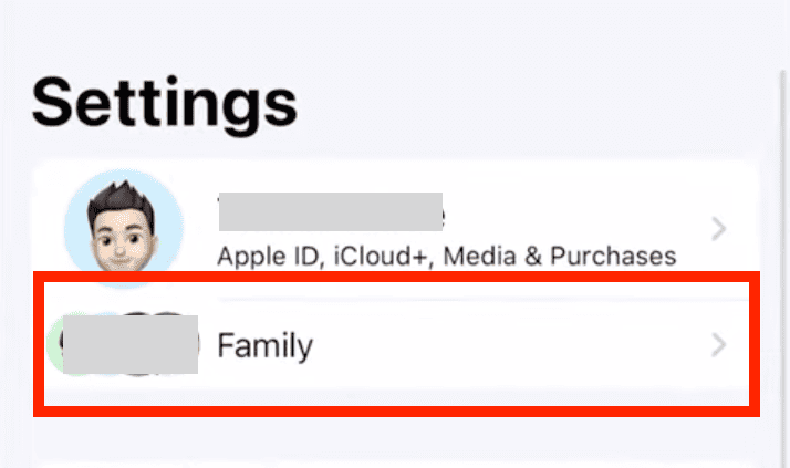 purchase sharing settings step 1