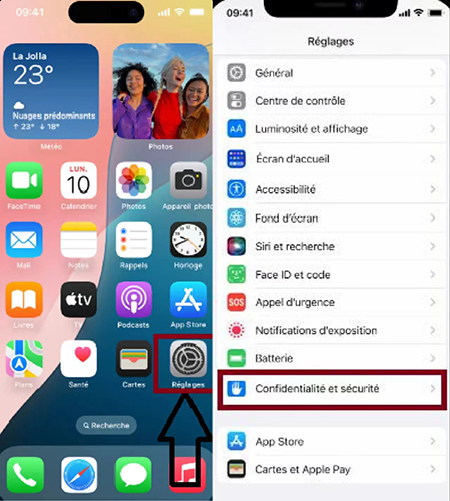 Puis Cliquer Sur Confidentialité Et Sécurité 