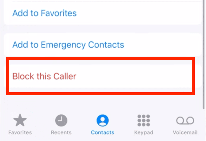 choose block this caller