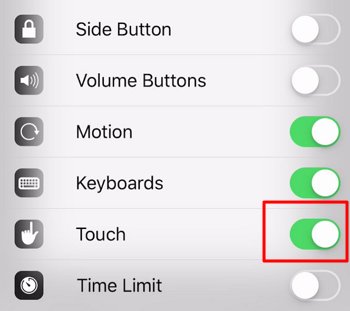 disable touch in Guide Access