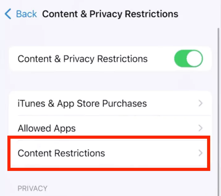 restrizioni contenuti