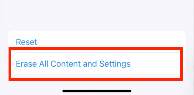 erase all content and settings