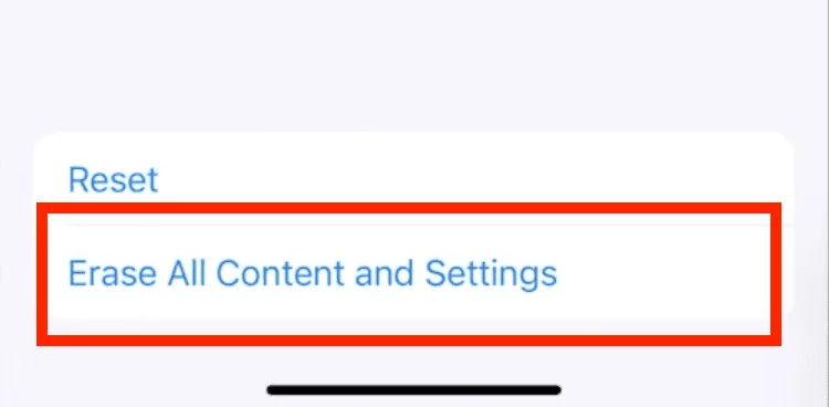 cancella contenuti e impostazioni