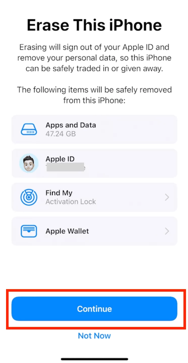 ripristino impostazioni di fabbrica passaggio 3