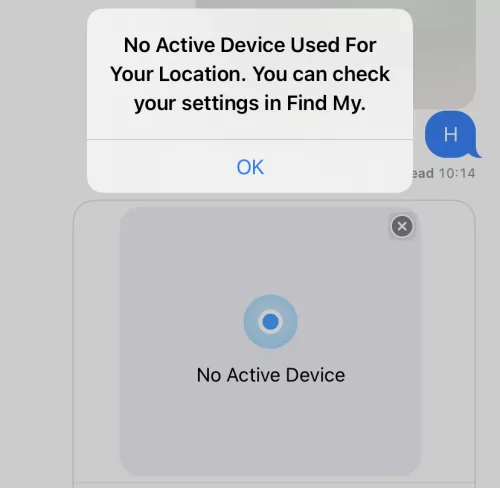 Aucun appareil actif utilisé pour votre emplacement iPhone