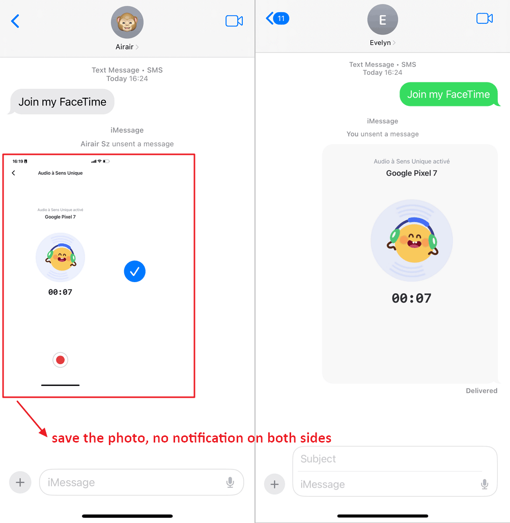 iMessage does not notify save a photo