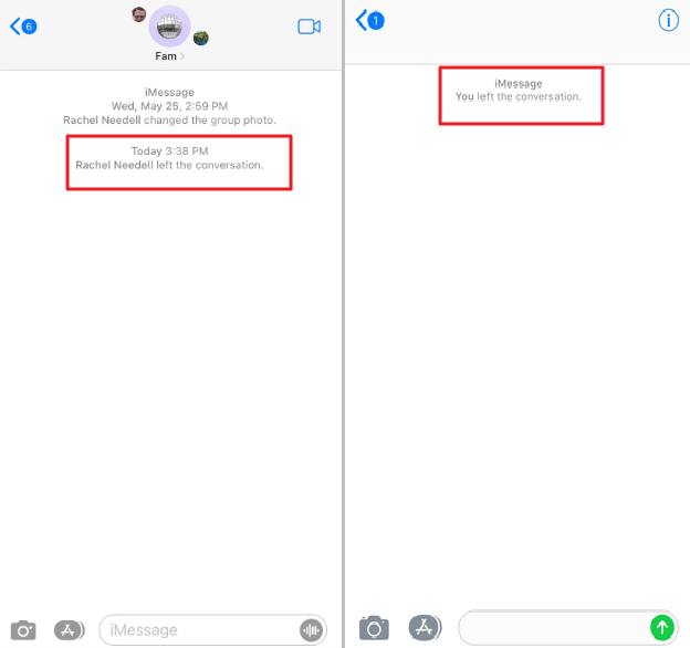 iMessage notifies leave a group