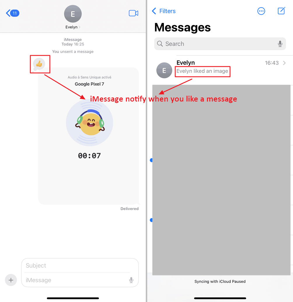 iMessage notifies like a message