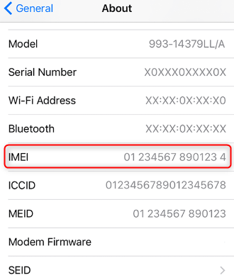 locate imei number on iphone