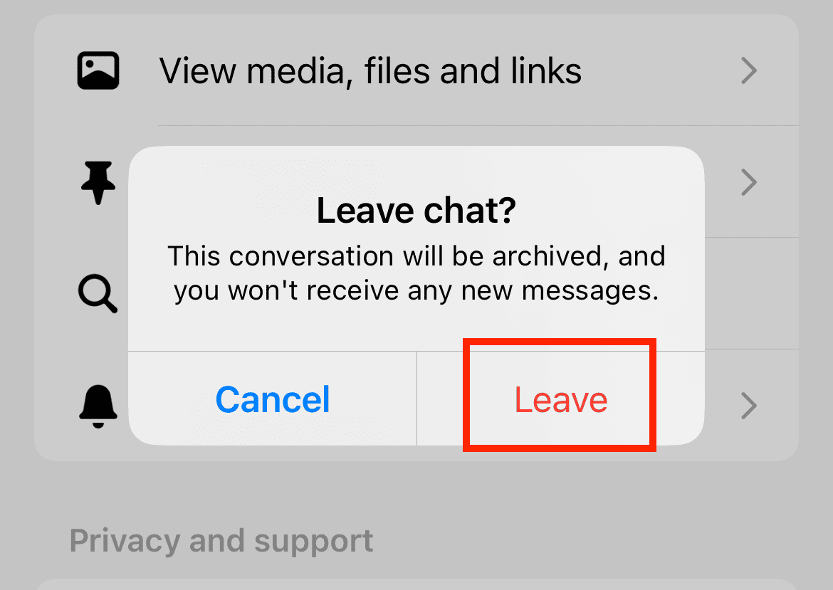 leave facebook messenger group chat step 4