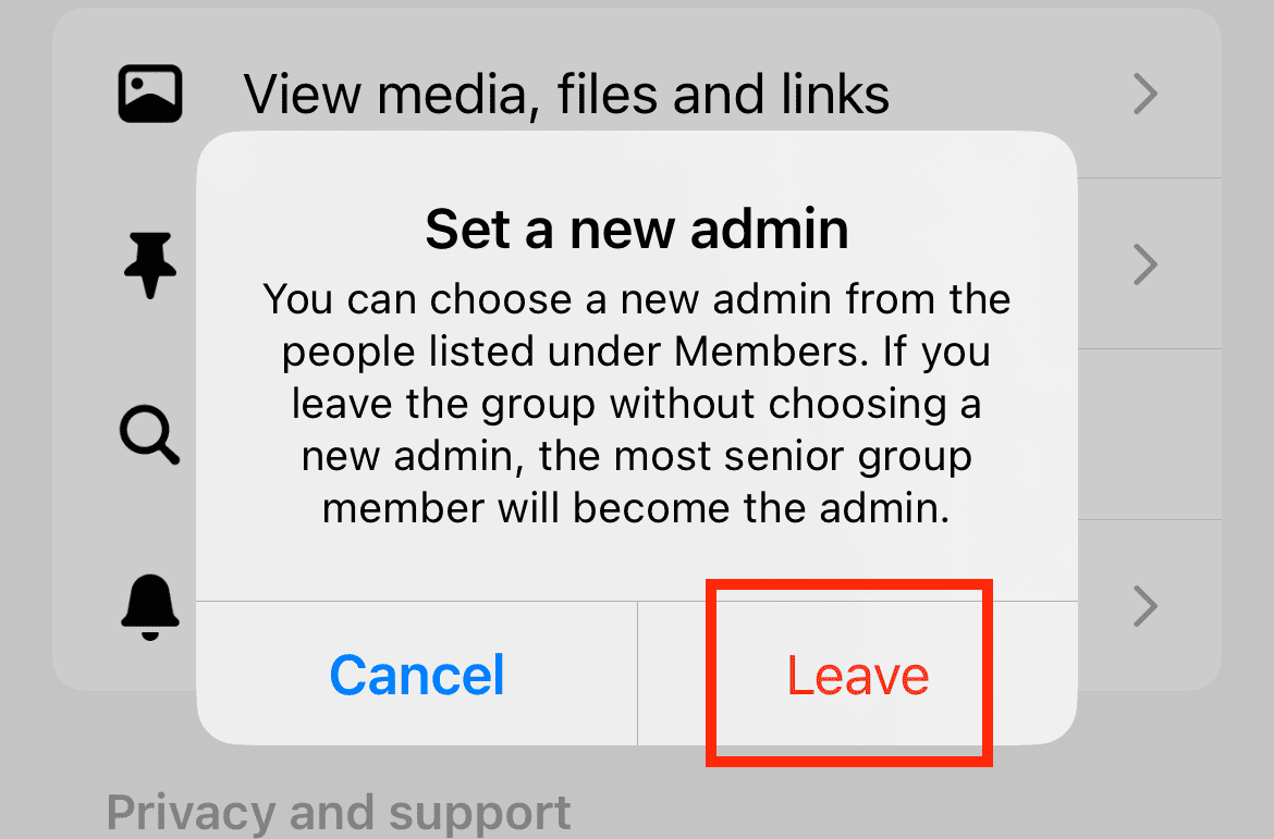 leave facebook messenger group chat step 5