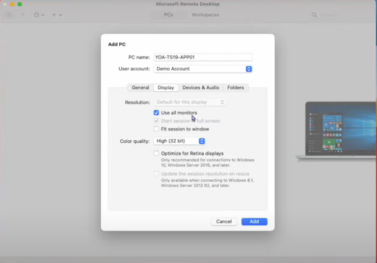 display settings