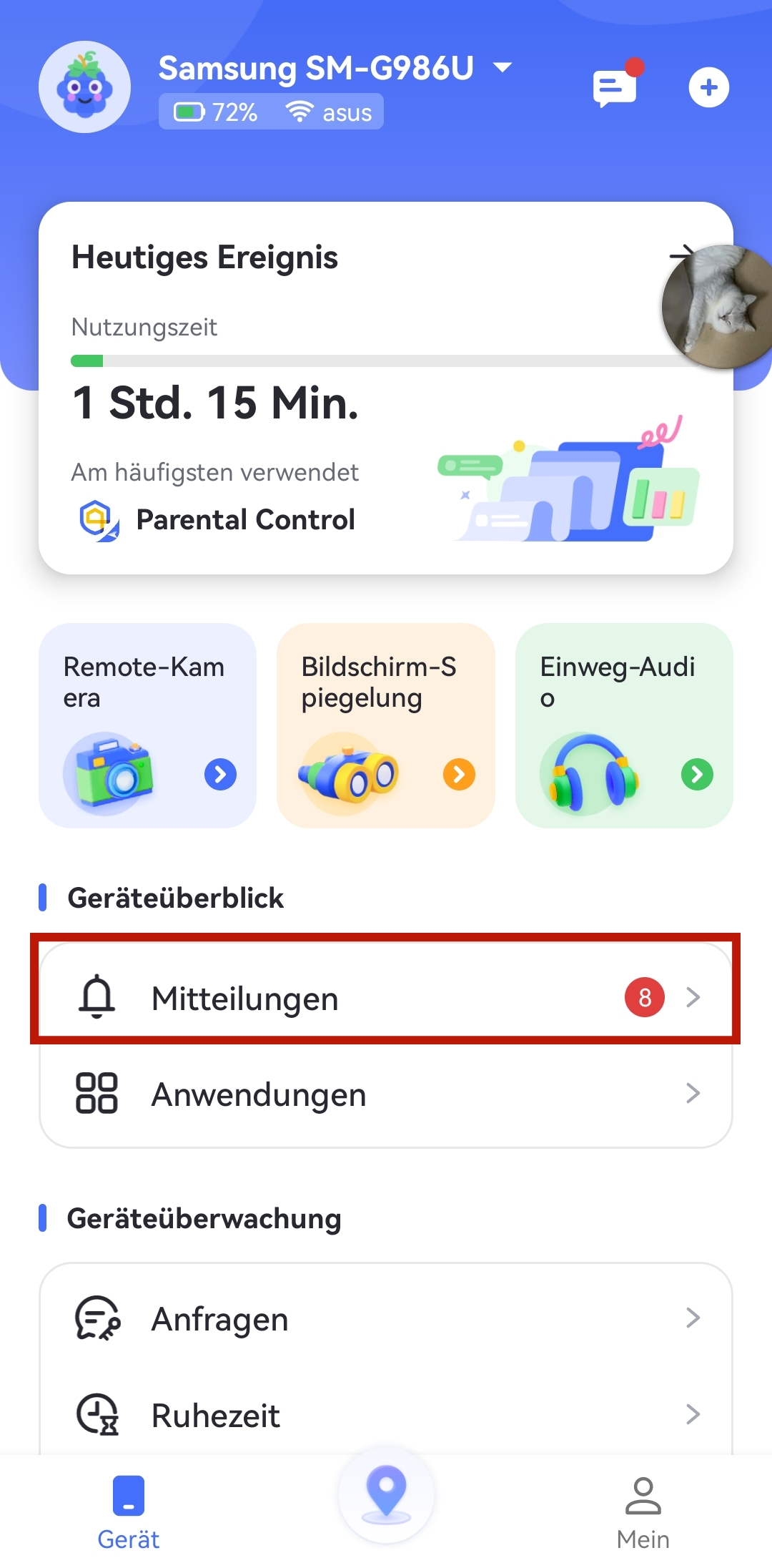 tippe auf Mitteilungen auf AirDroid