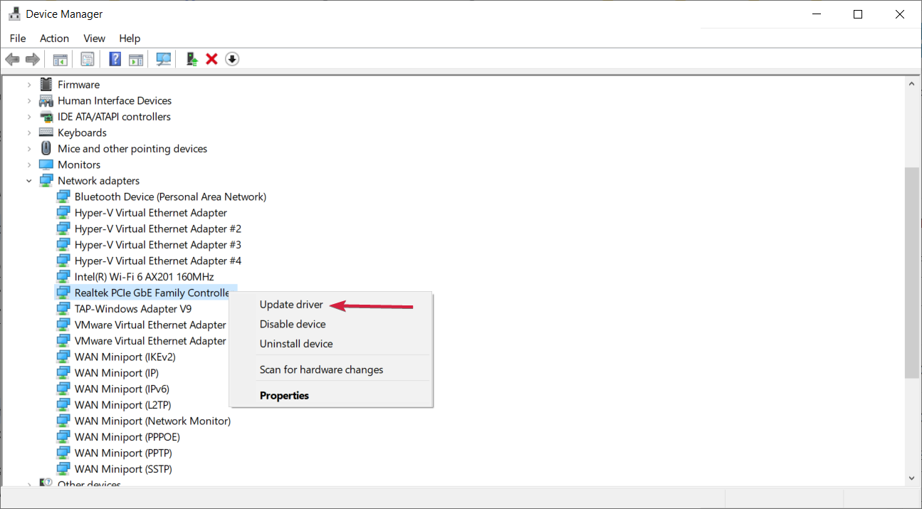 network adapter update