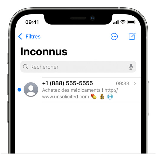 Voir messages cachés dans Expéditeurs inconnus iMessage