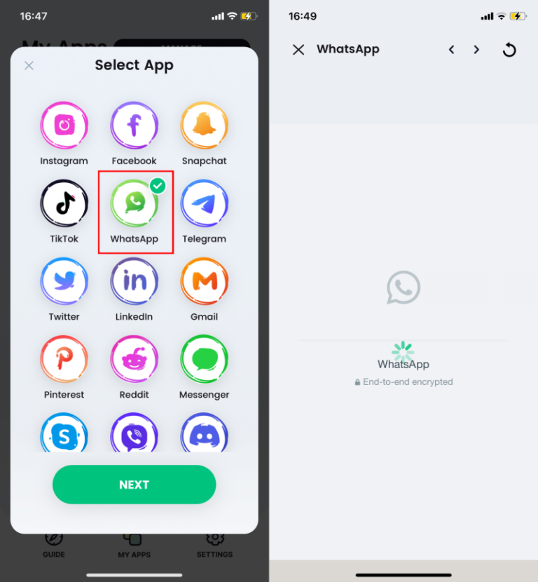 Parallel Space WhatsApp clone