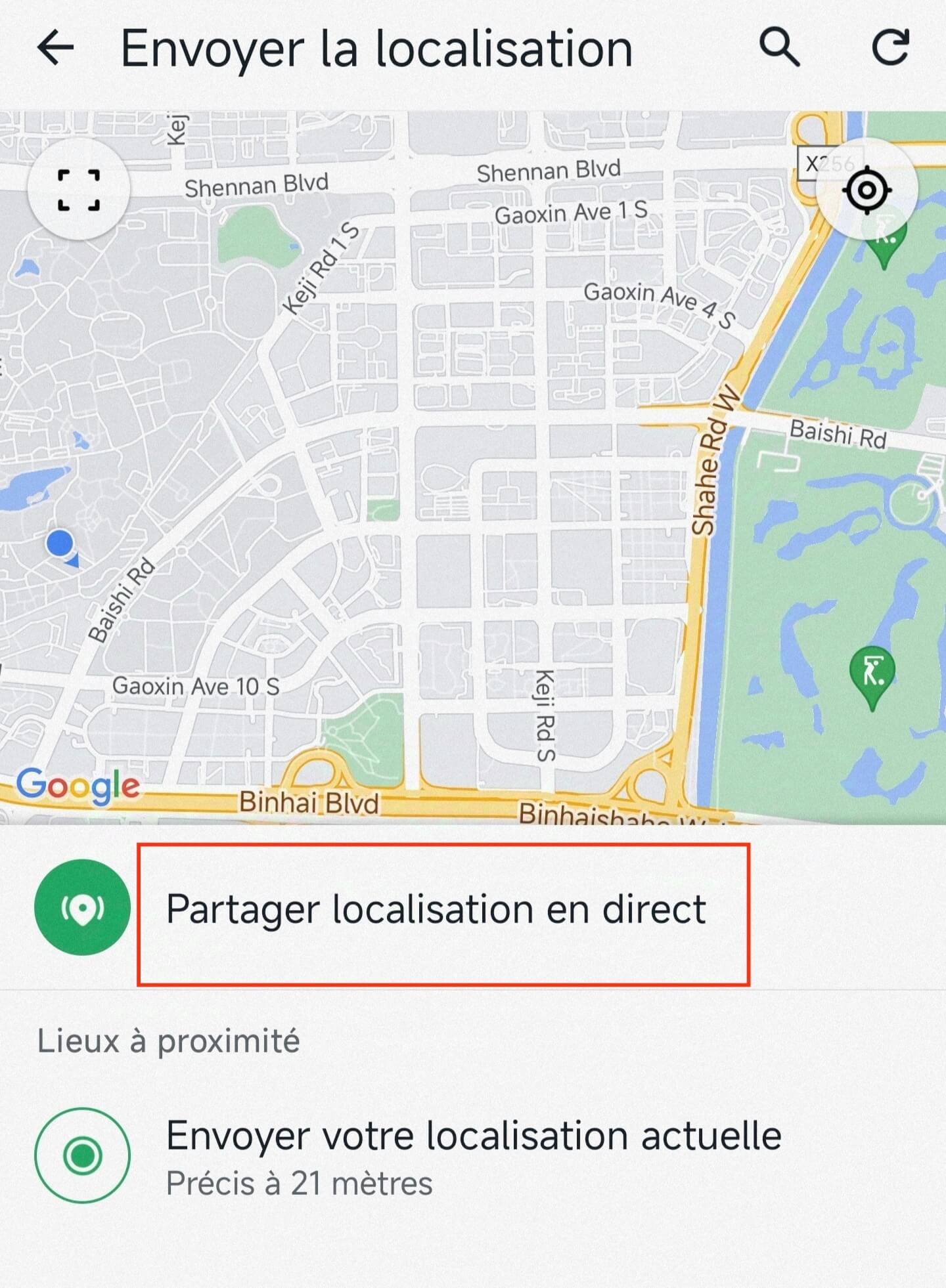 Partager localisation en direct WhatsApp