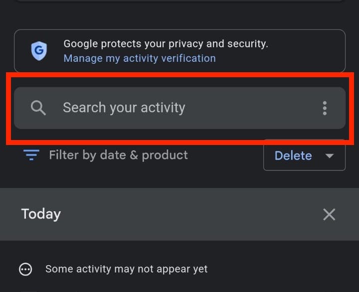 search your activity