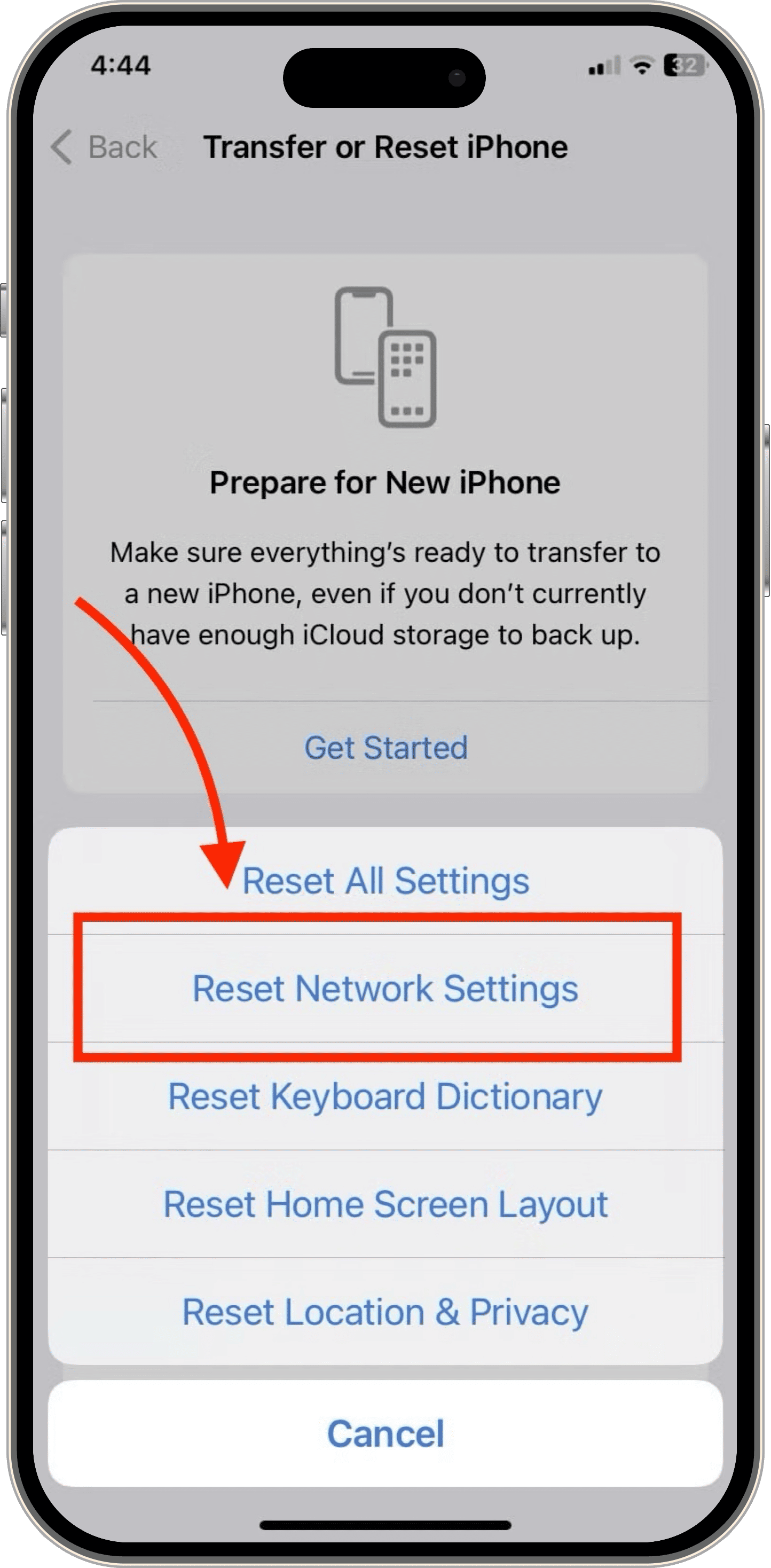 reset network settings