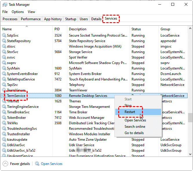 restart remote services