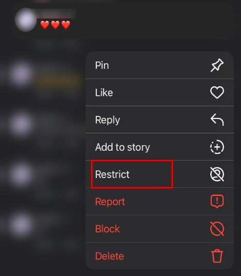 Instagram restrict someone on comment