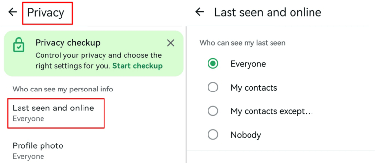 set who can see your last seen on WhatsApp