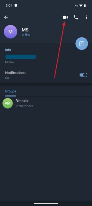 start telegram video call phone