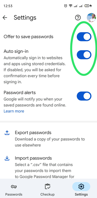 restrict chrome from saving passwords or site sign in data