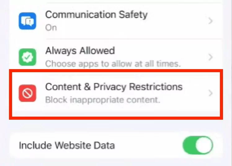 disattivare restrizioni tramite condivisione in famiglia passaggio 4