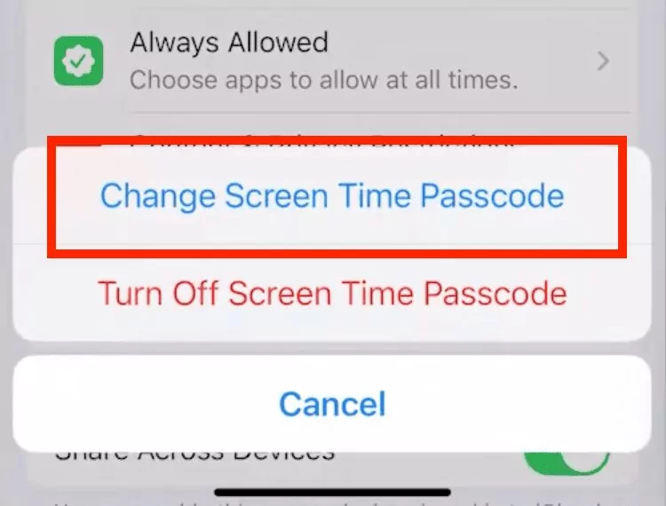 utilizzare id apple per reimpostare codice tempo di utilizzo passaggio 3