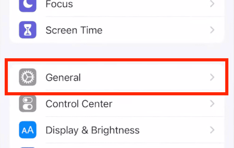 tap general on settings