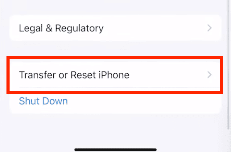 choose transfer or reset iPhone