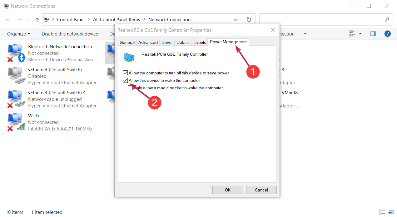 wake on lan option