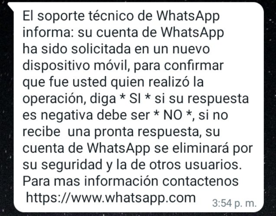 Hacerse pasar por soporte técnico de WhatsApp