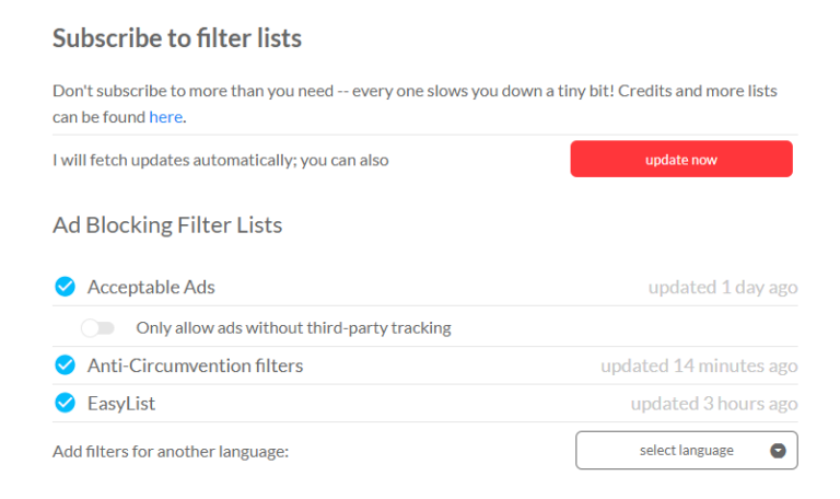 Update Your AdBlock Filter List