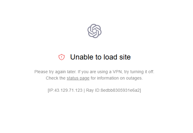 blocked ChatGPT due to VPN