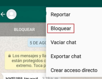 bloquear contacto en WhatsApp