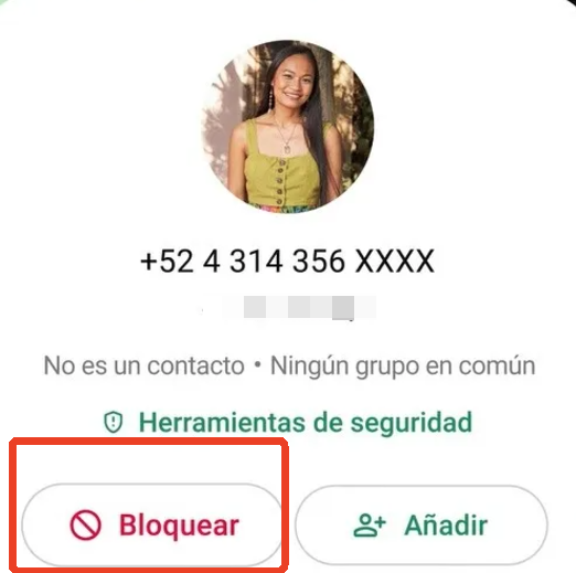 bloquear en el chat de WhatsApp