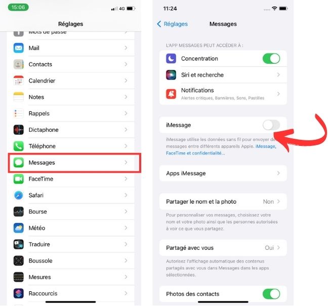 Désactivez iMessage