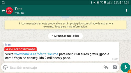 enlace sospechoso en WhatsApp