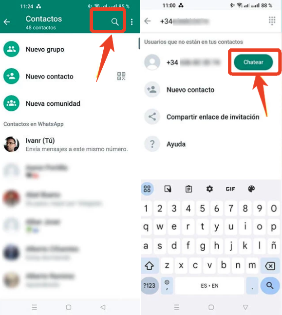 enviar mensaje de WhatsApp sin agregar contacto en android