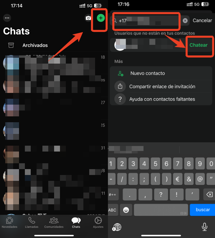 enviar mensaje de WhatsApp sin agregar contacto en iphone